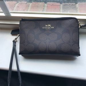coach double zip wristlet
